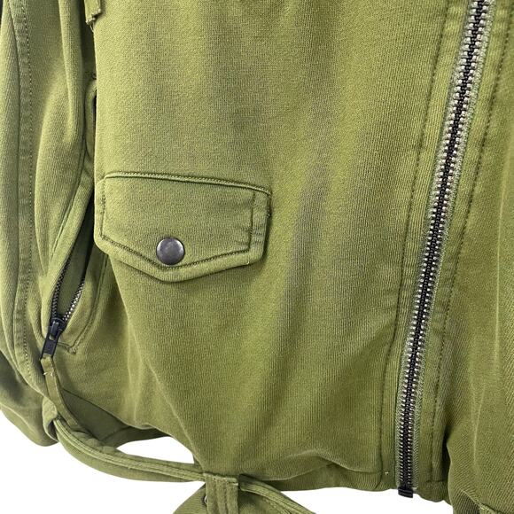 Free People We The Free Rebel Knit Oversized Moto Jacket Green Womens Small - Picture 7 of 7